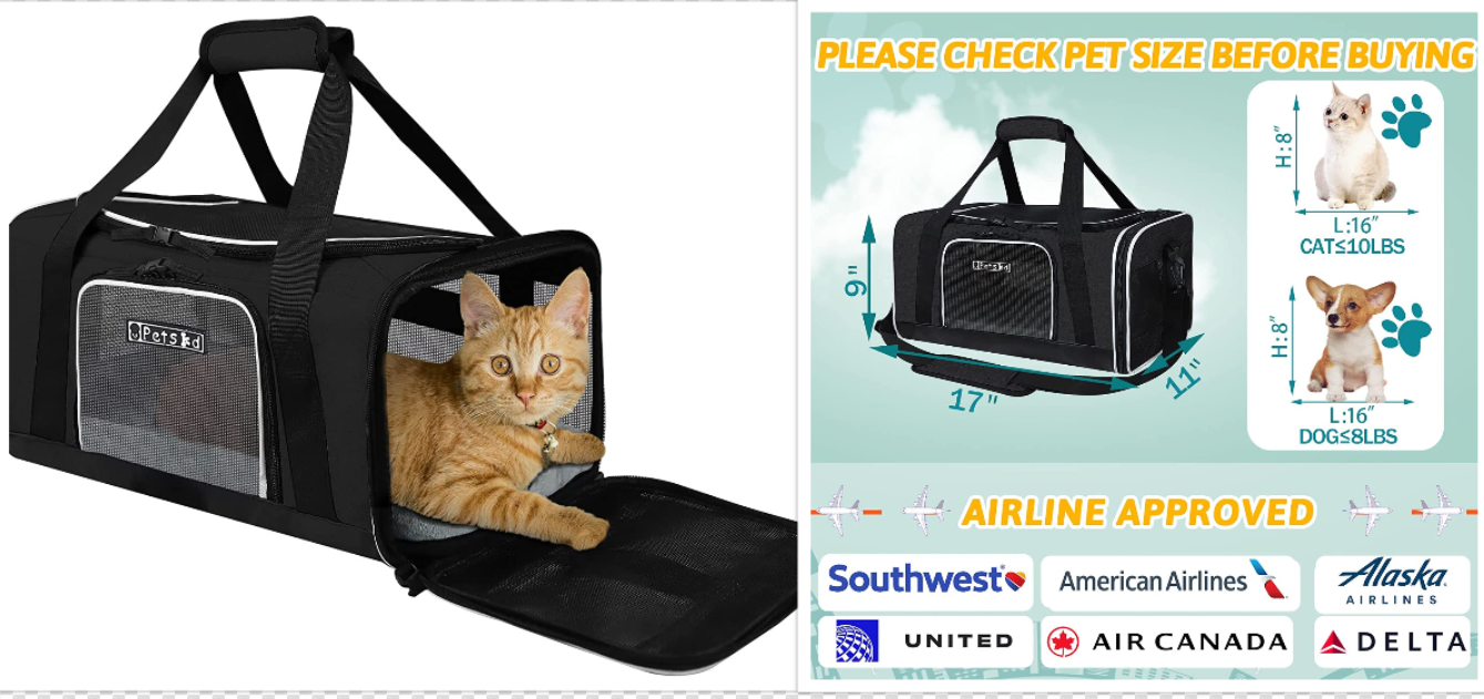 Petskd Soft Pet Carrier for Alaska Airlines